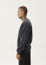 Afends Mens Thrown Out - Crew Neck - Charcoal - Afends mens thrown out   crew neck   charcoal 