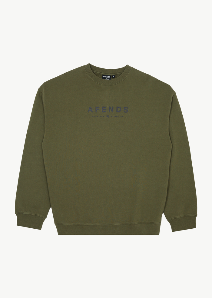 Afends Mens Thrown Out - Crew Neck - Military 