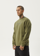 Afends Mens Thrown Out - Crew Neck - Military - Afends mens thrown out   crew neck   military 