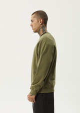Afends Mens Thrown Out - Crew Neck - Military - Afends mens thrown out   crew neck   military 