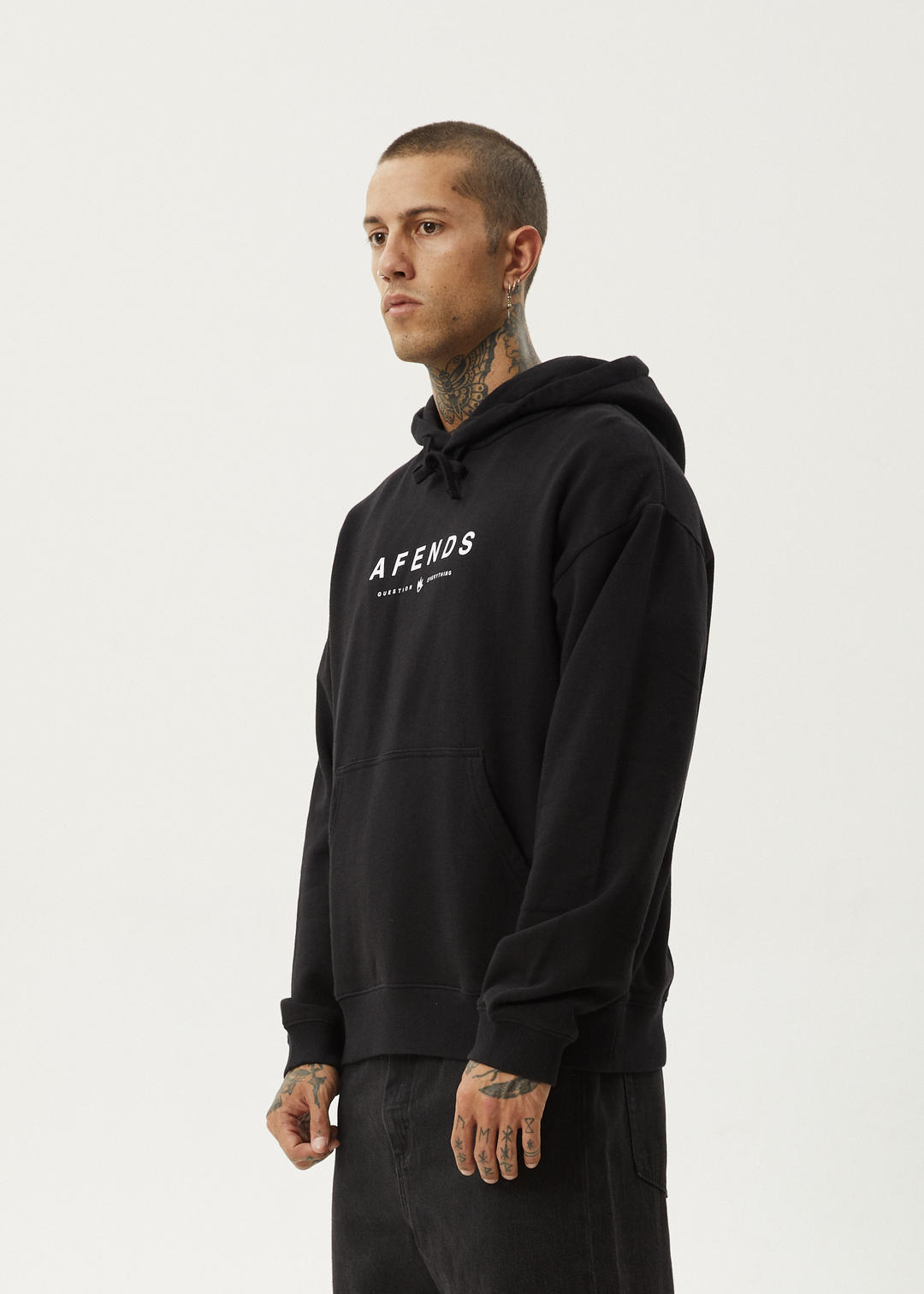 AFENDS Mens Thrown Out - Pull On Hood - Black 