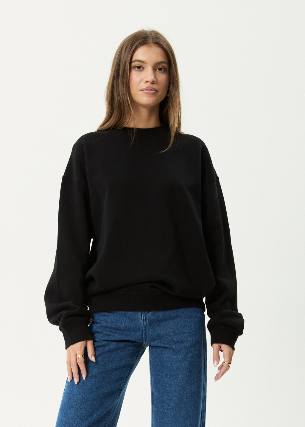 AFENDS Mens Genesis - Crew Neck Jumper - Black