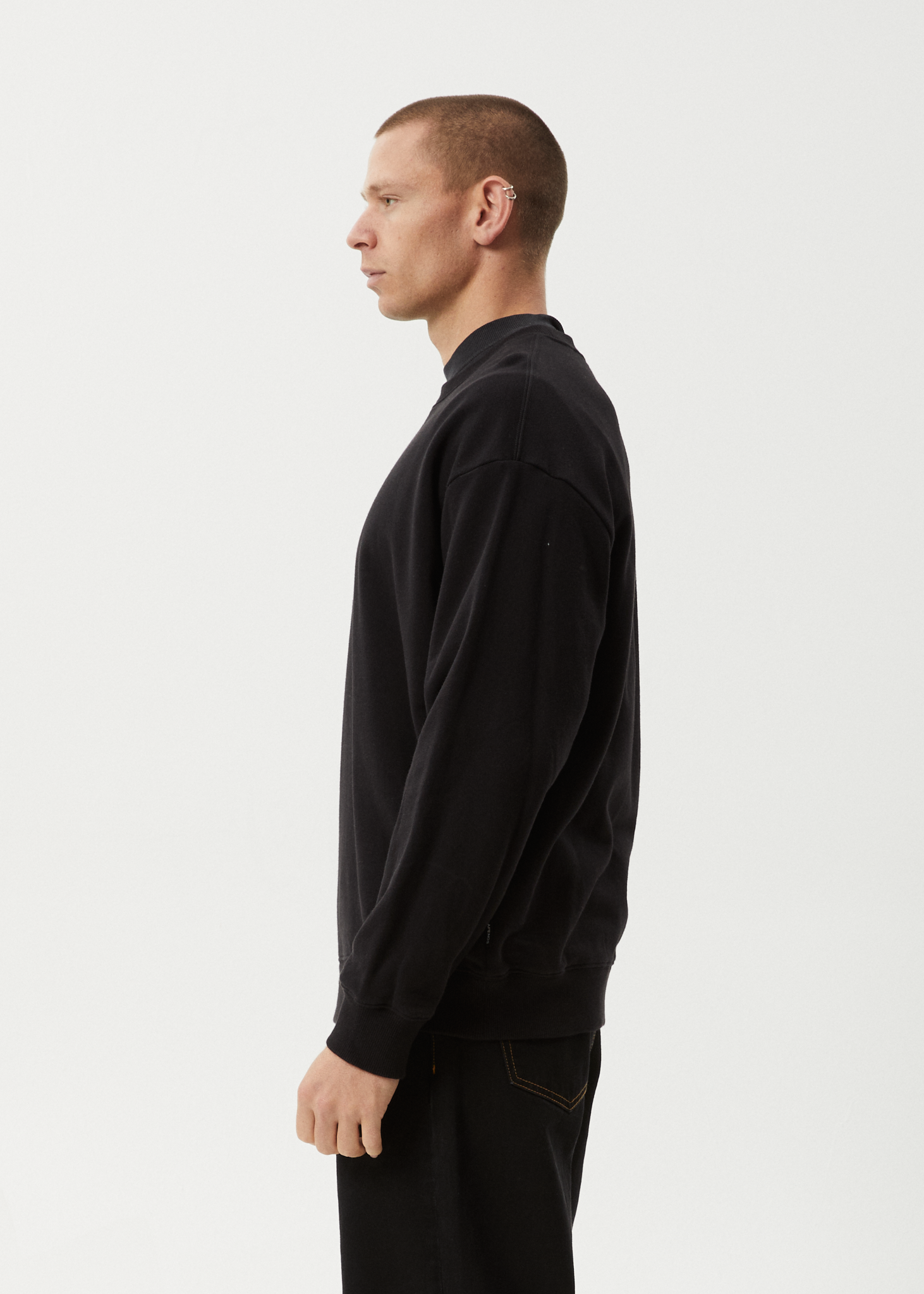 AFENDS Mens Genesis - Crew Neck Jumper - Black