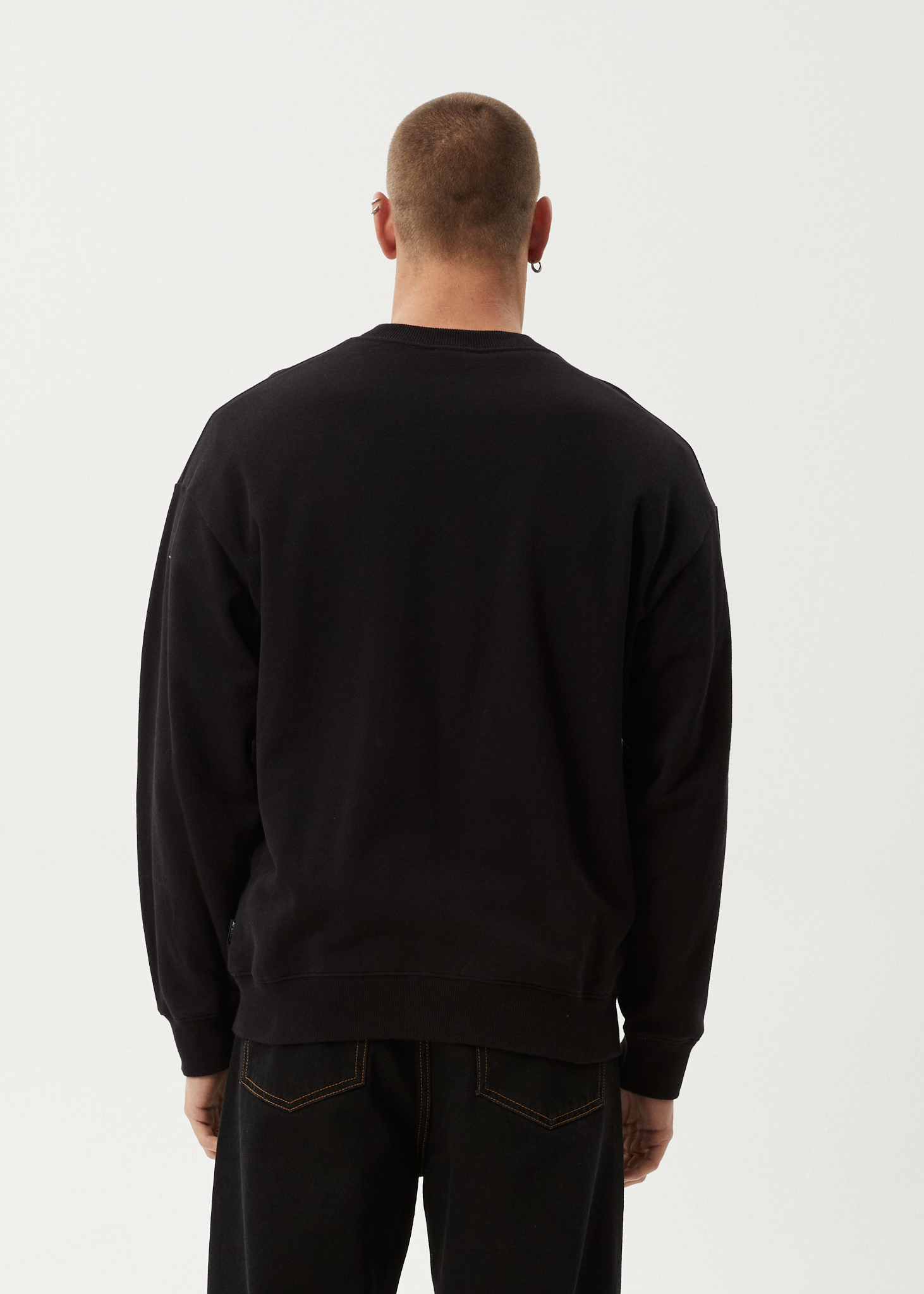 AFENDS Mens Genesis - Crew Neck Jumper - Black