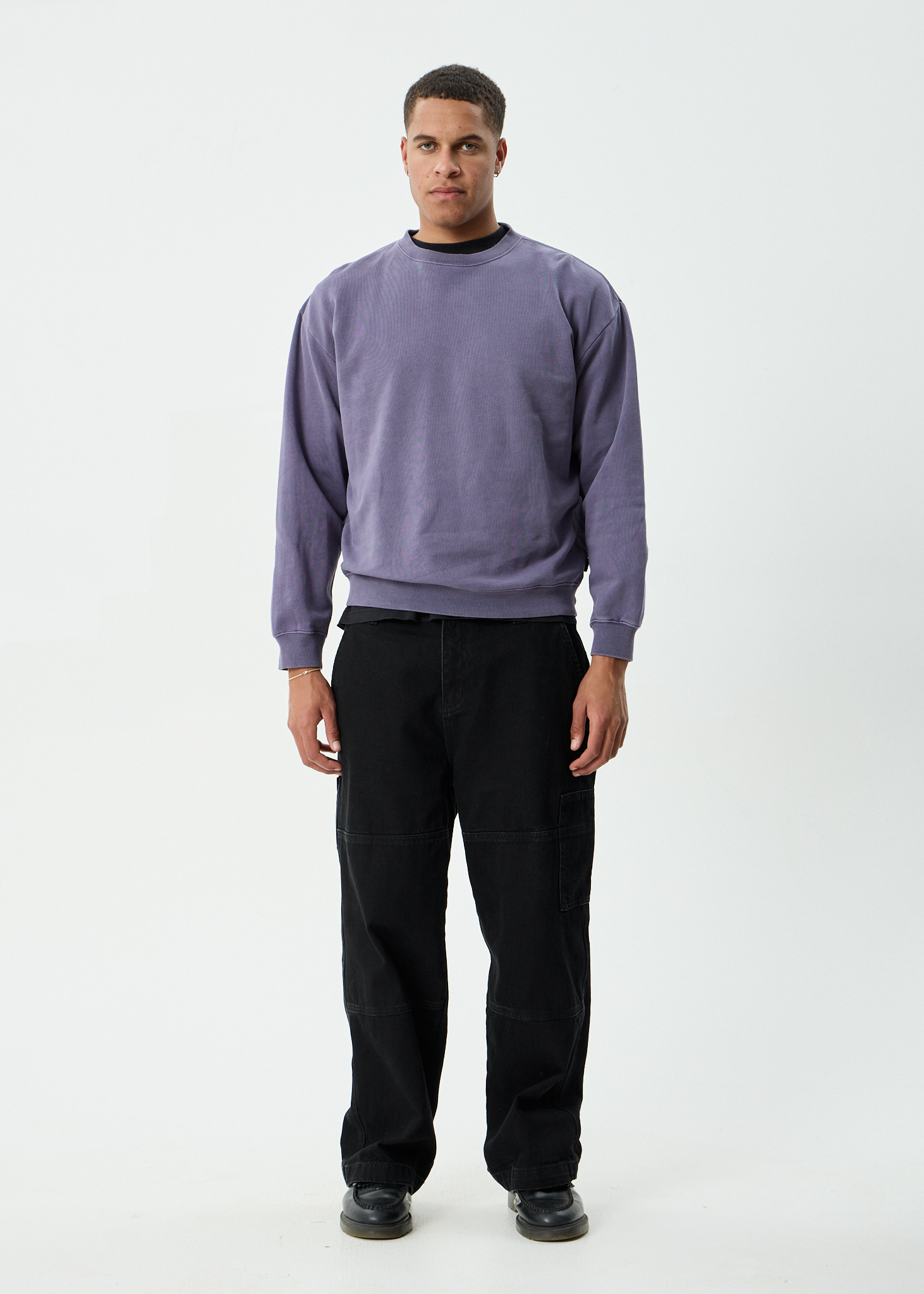 AFENDS Mens Genesis - Crew Neck - Vintage Aubergine