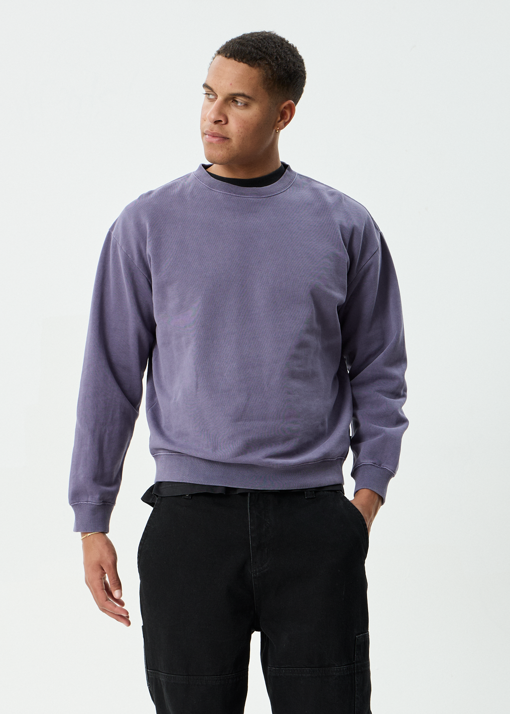 AFENDS Mens Genesis - Crew Neck - Vintage Aubergine