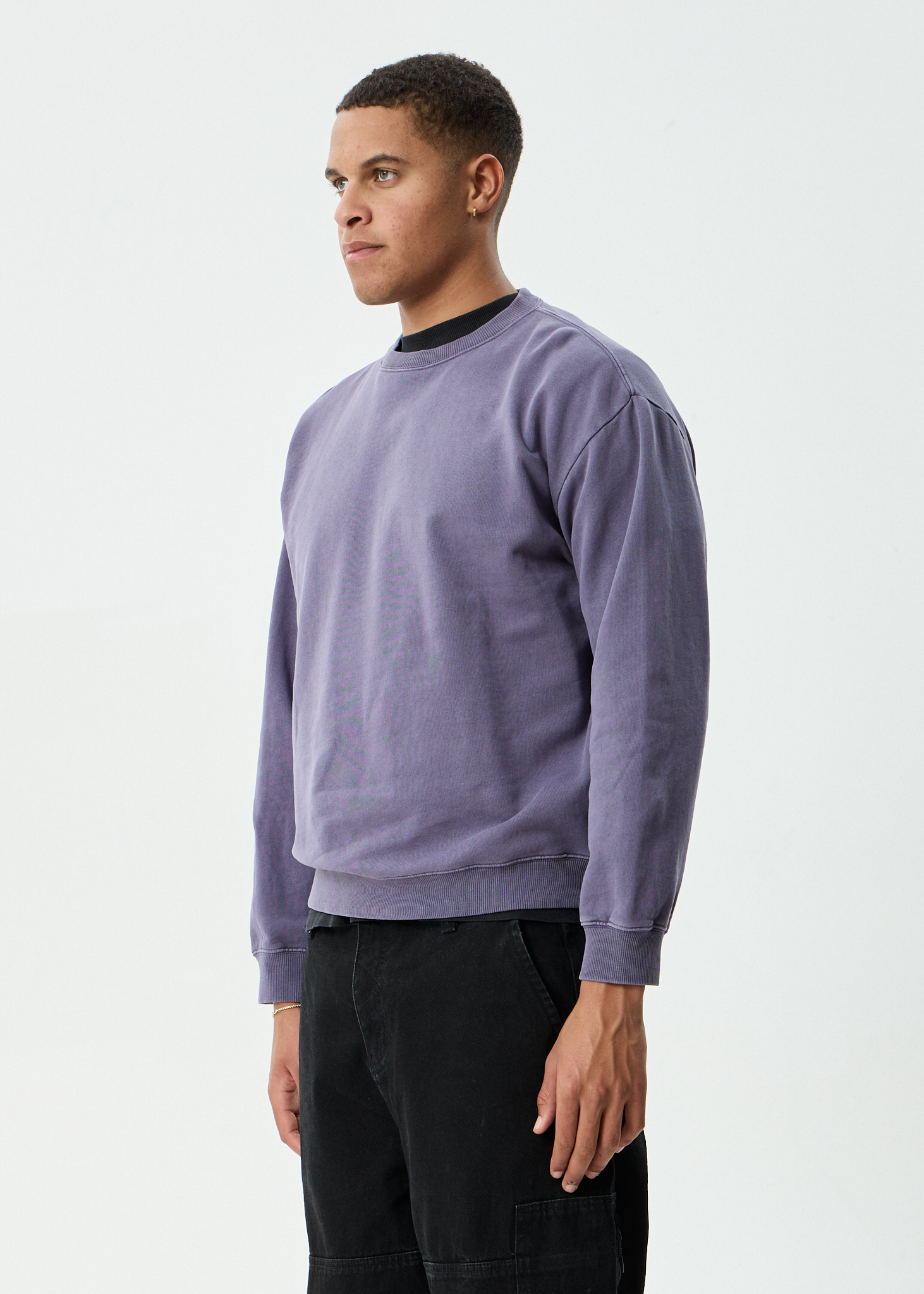 AFENDS Mens Genesis - Crew Neck - Vintage Aubergine