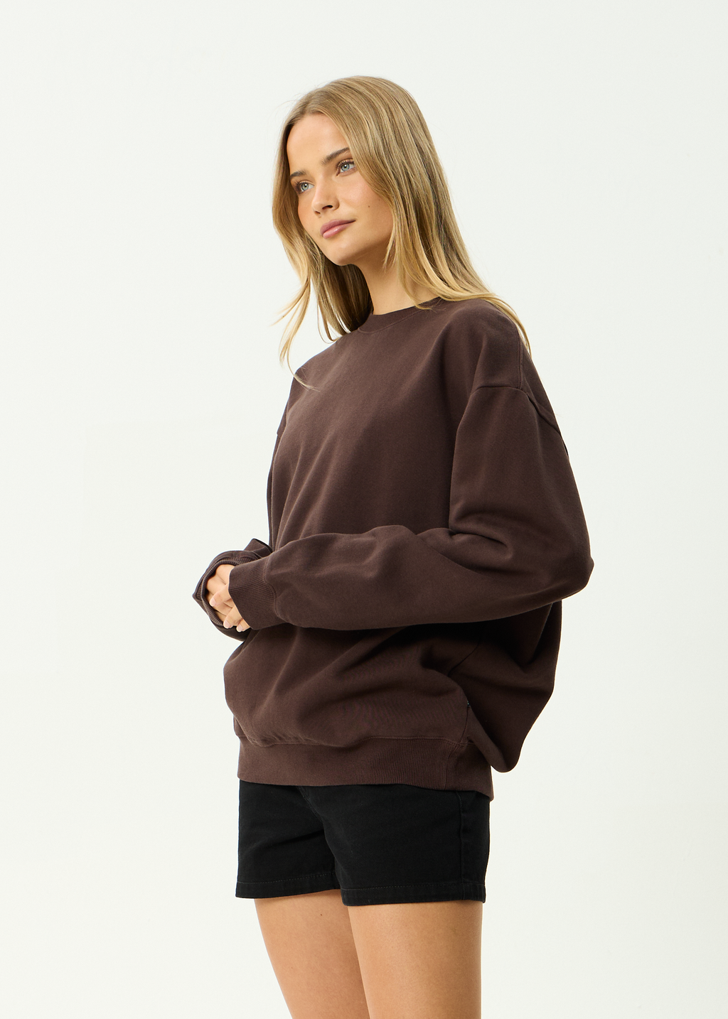 AFENDS Mens Genesis - Recycled Crew Neck - Washed Coffee