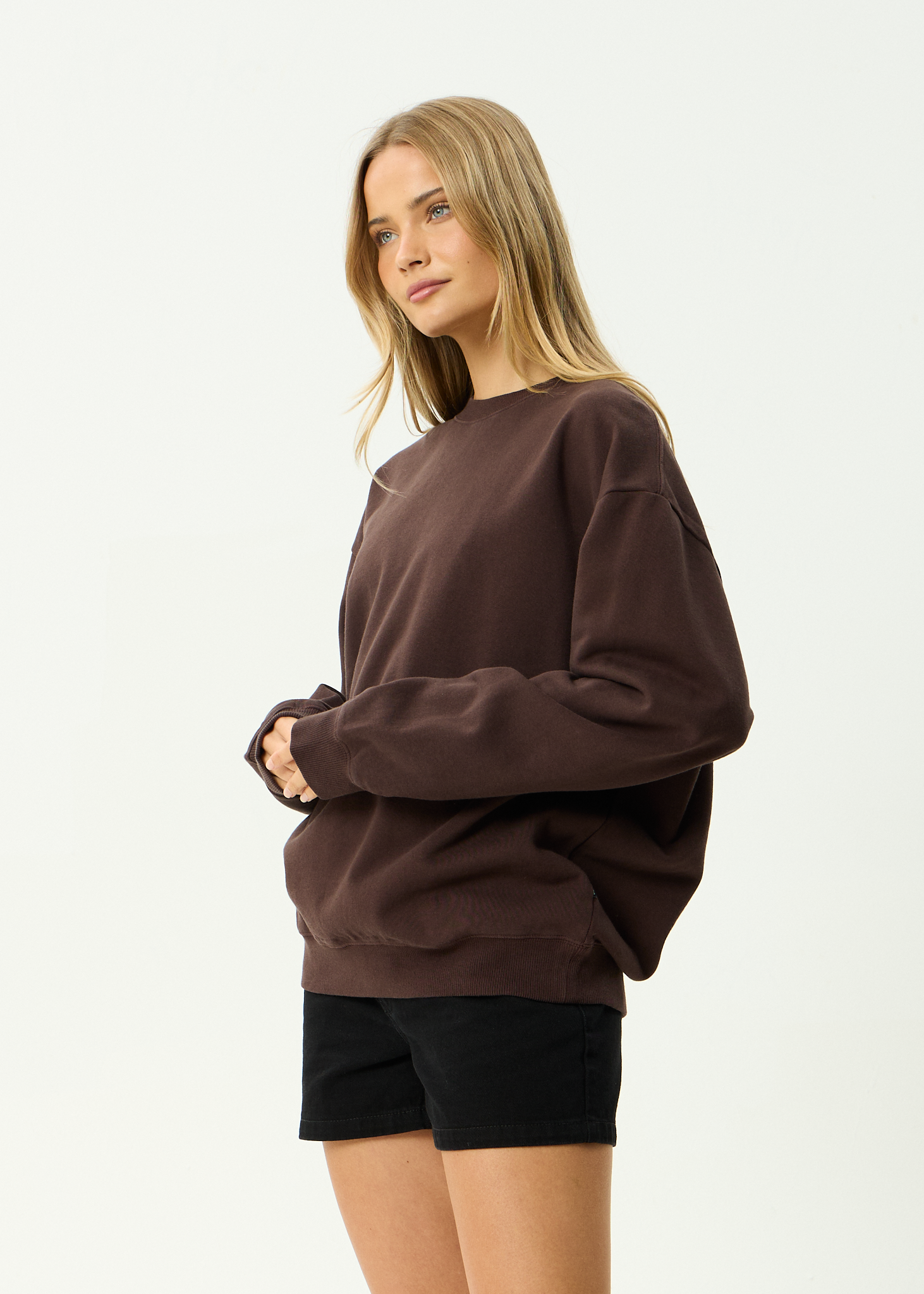 AFENDS Mens Genesis - Recycled Crew Neck - Washed Coffee