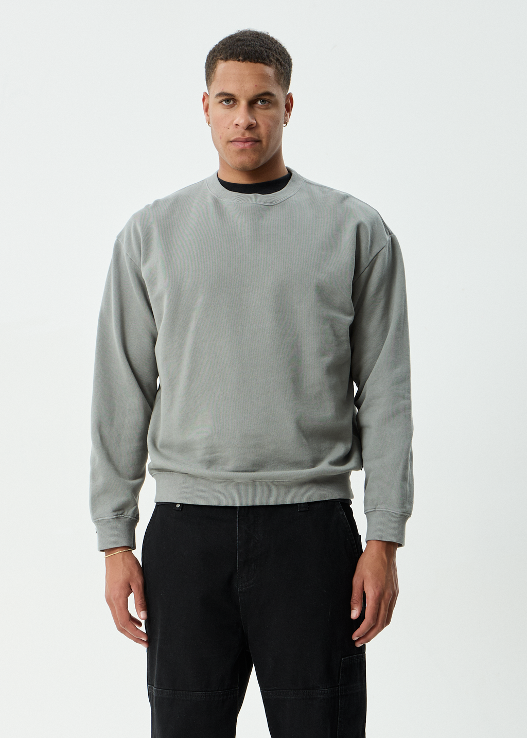 AFENDS Mens Genesis - Crew Neck - Washed Sycamore