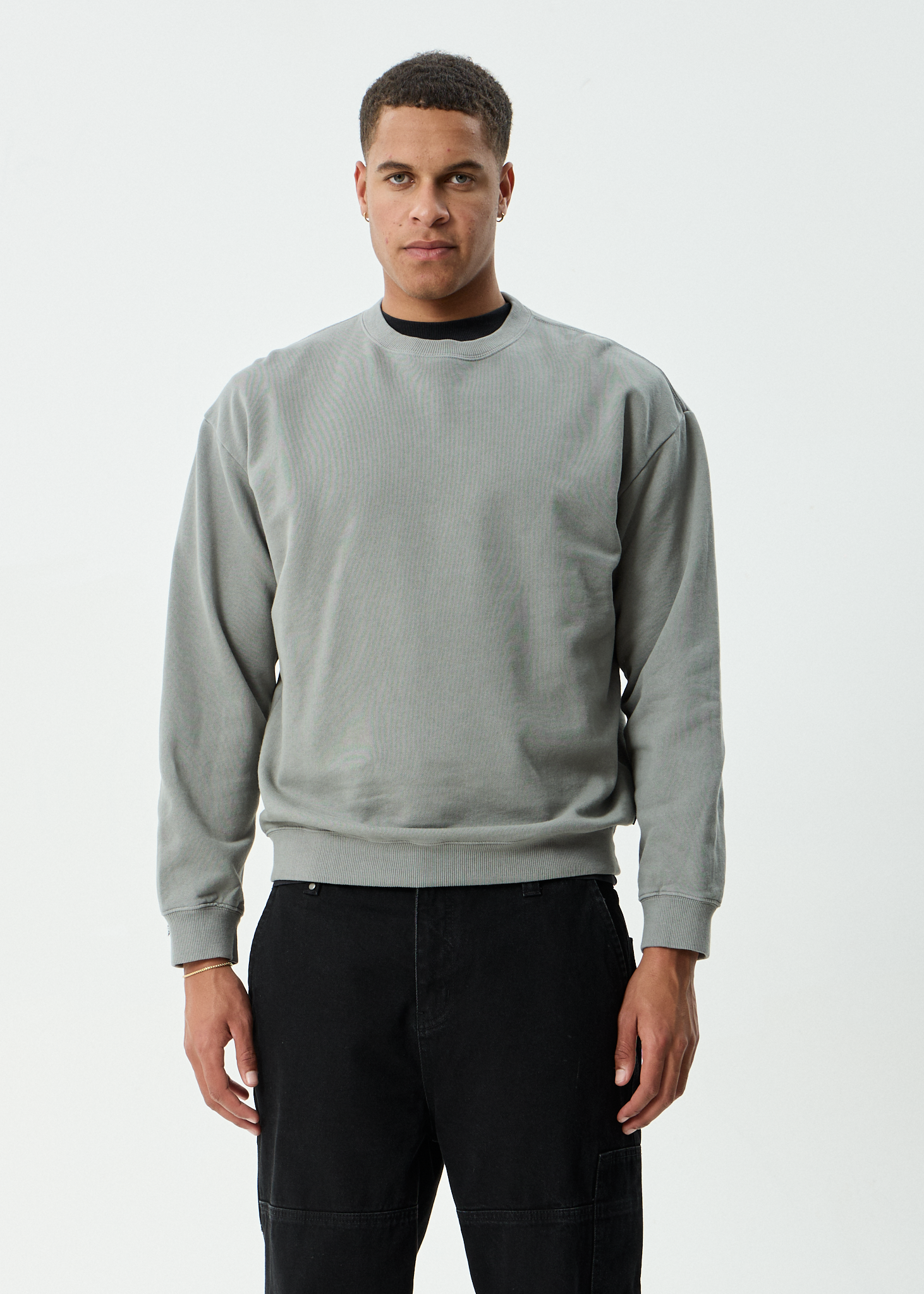 AFENDS Mens Genesis - Crew Neck - Washed Sycamore