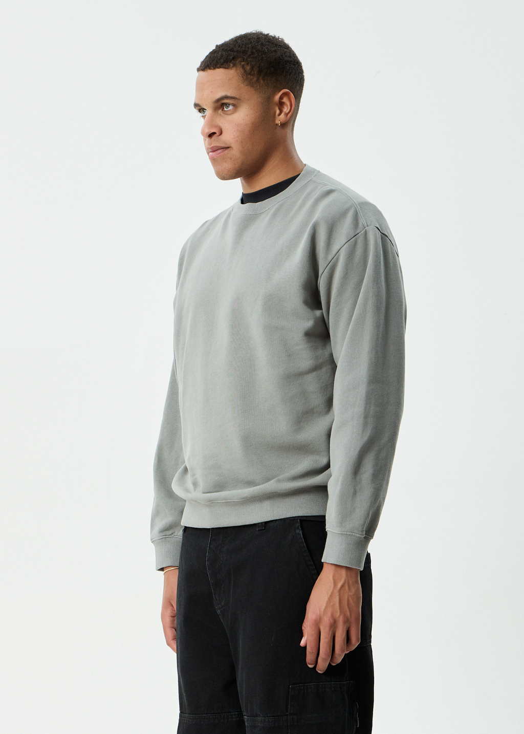 AFENDS Mens Genesis - Crew Neck - Washed Sycamore
