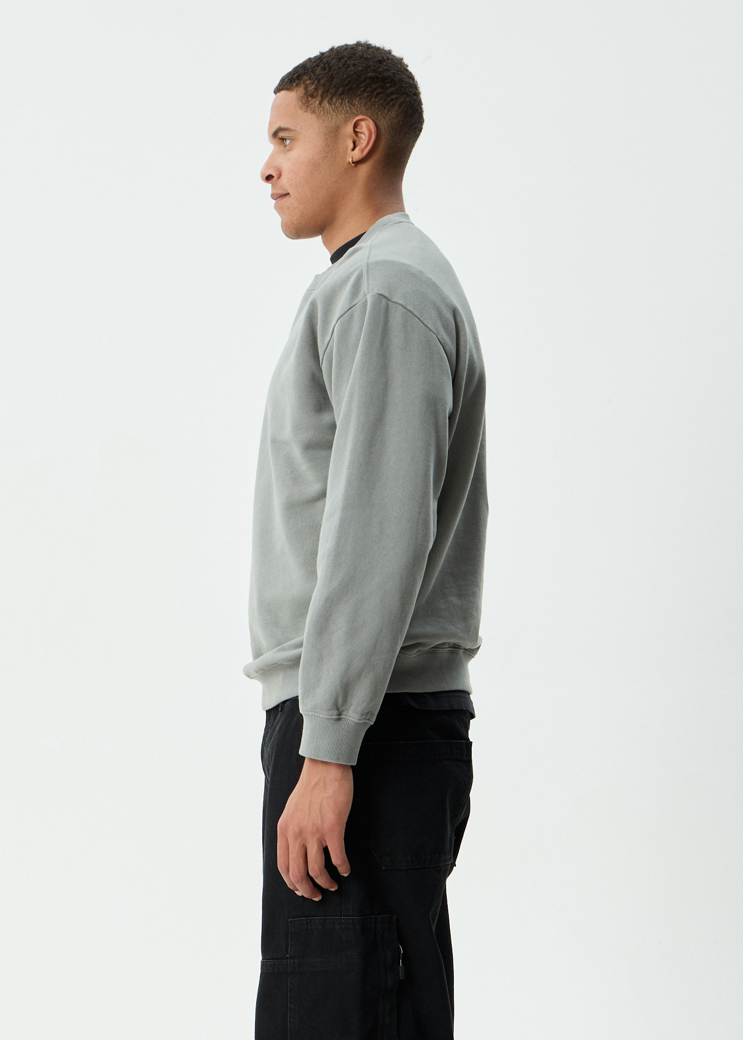 AFENDS Mens Genesis - Crew Neck - Washed Sycamore