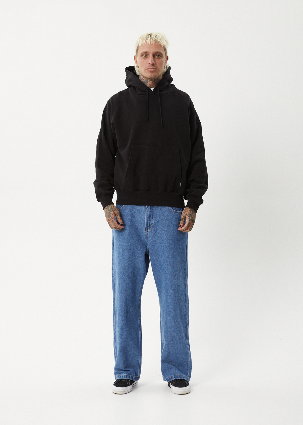 AFENDS Mens Genesis - Boxy Hoodie - Black