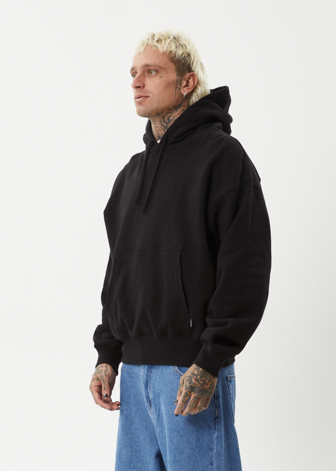 AFENDS Mens Genesis - Boxy Pull On Hood - Black 