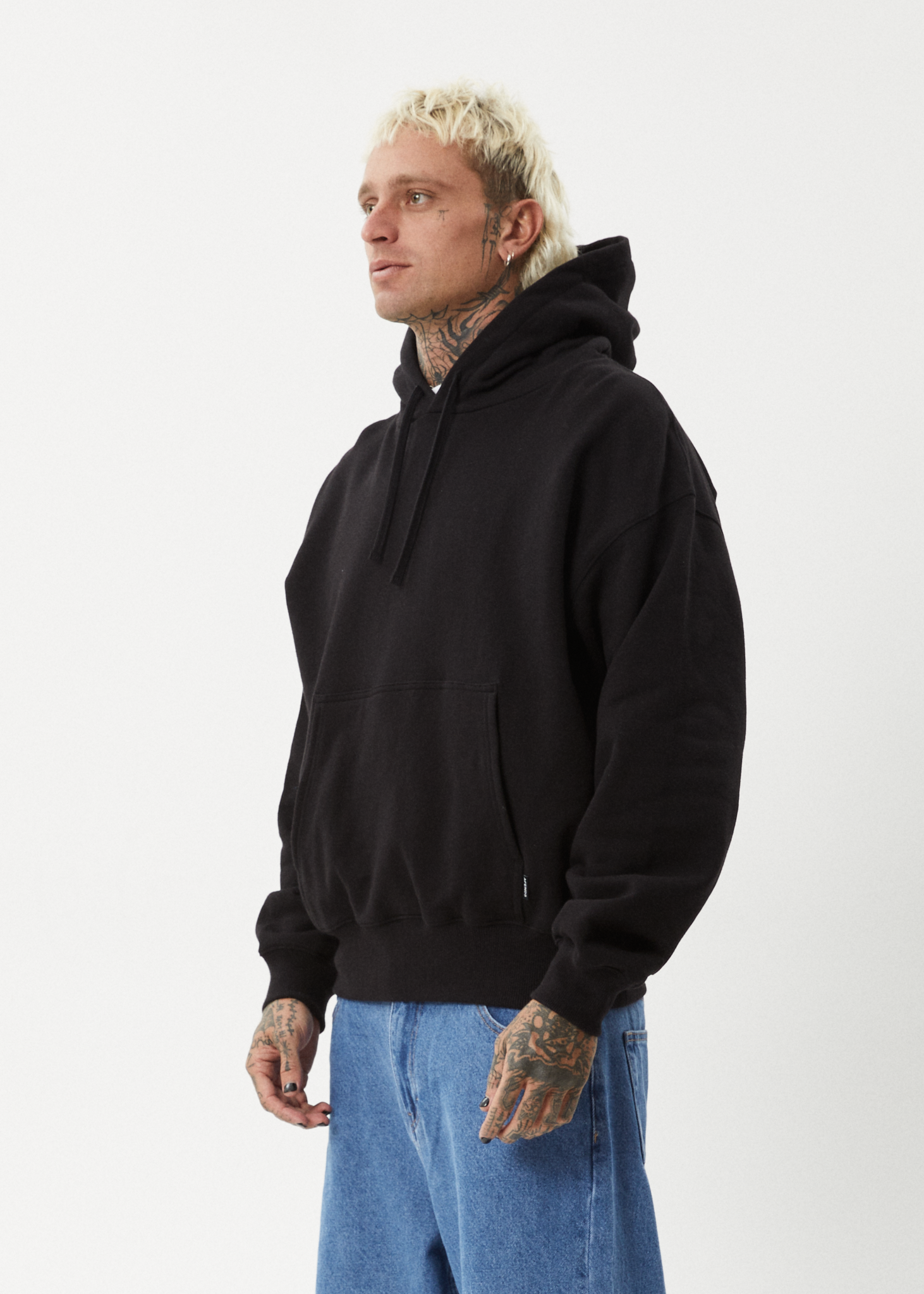 AFENDS Mens Genesis - Boxy Hoodie - Black
