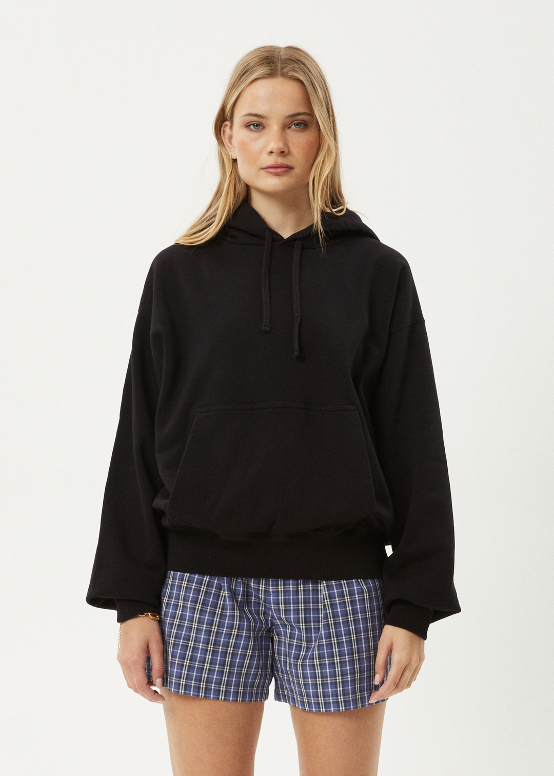 AFENDS Mens Genesis - Boxy Pull On Hood - Black 