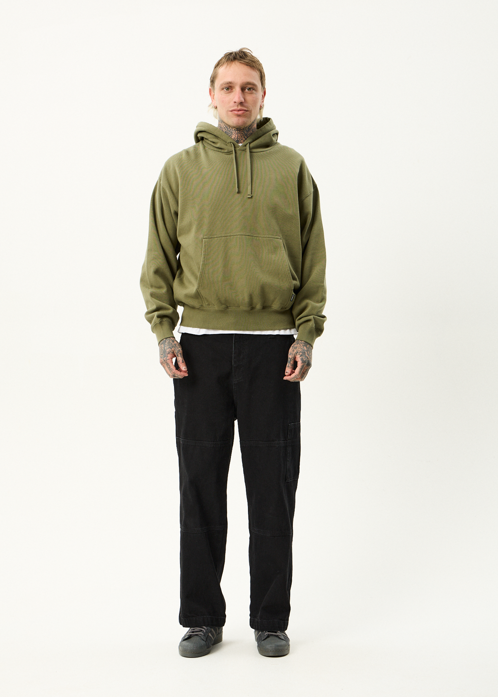 AFENDS Mens Genesis - Boxy Hoodie - Military