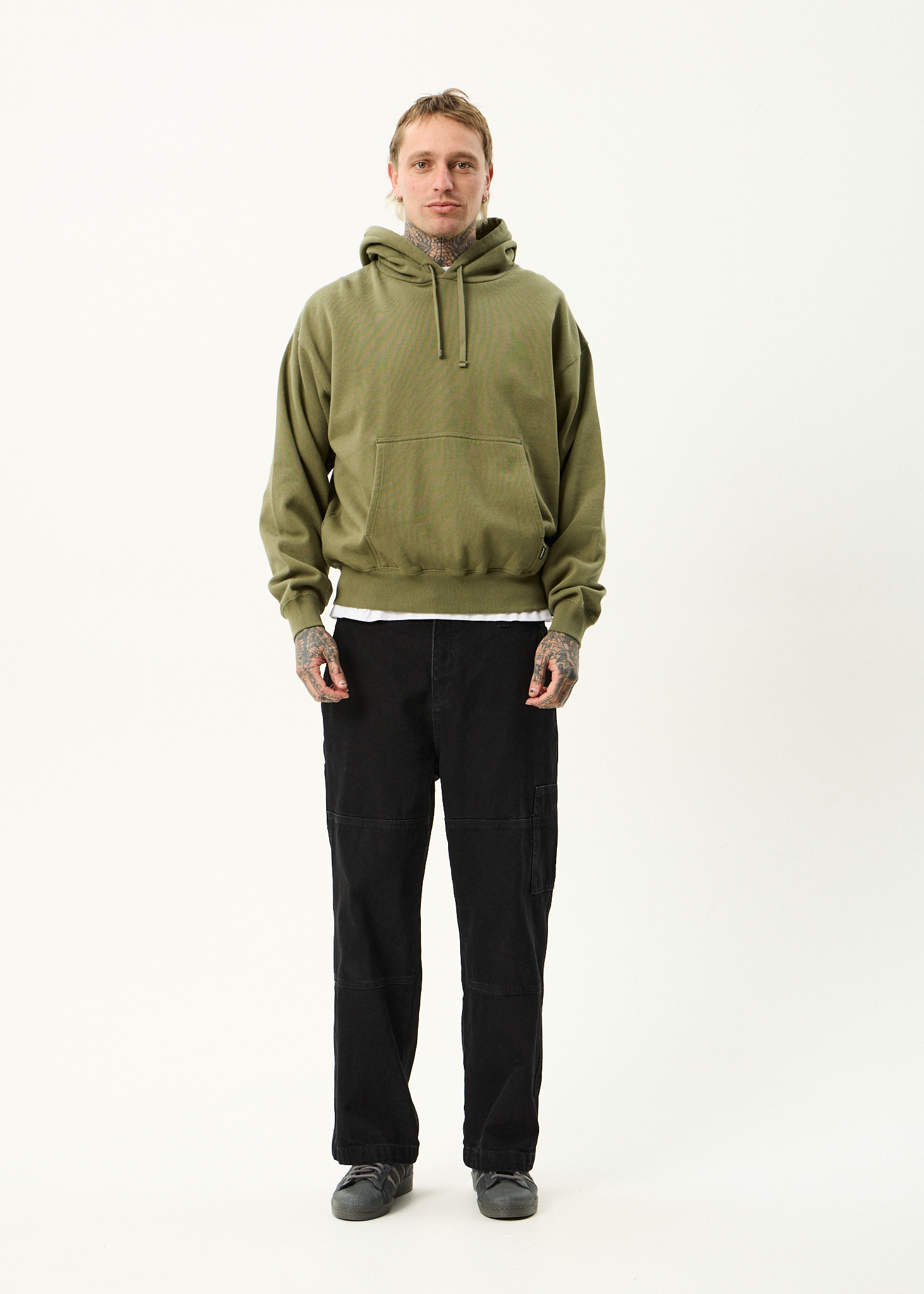 AFENDS Mens Genesis - Boxy Hoodie - Military