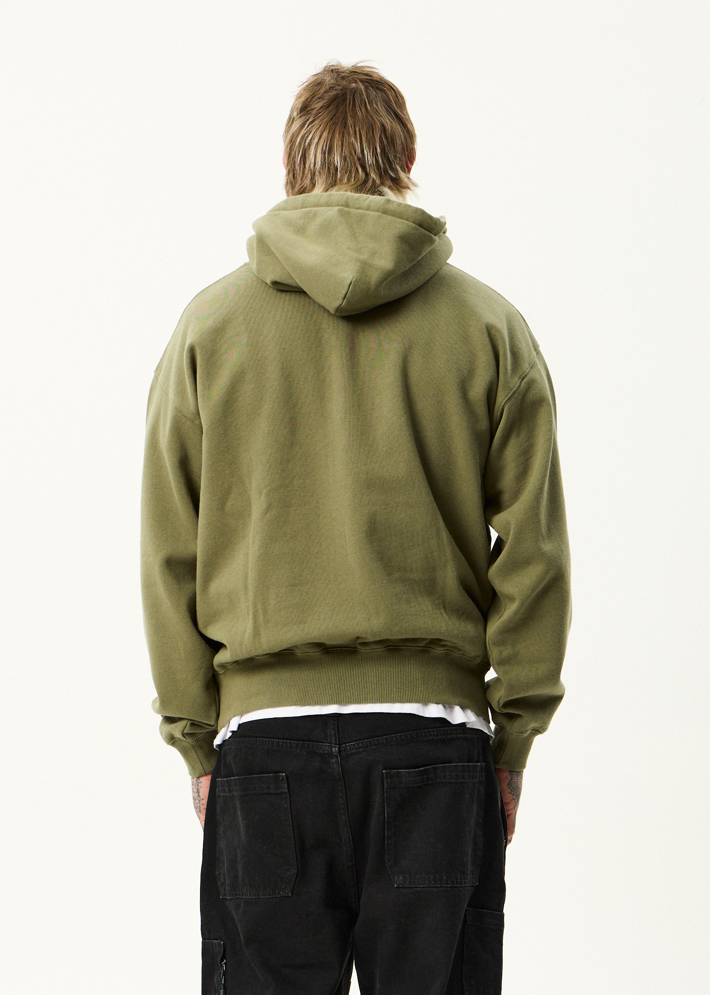 AFENDS Mens Genesis - Boxy Hoodie - Military