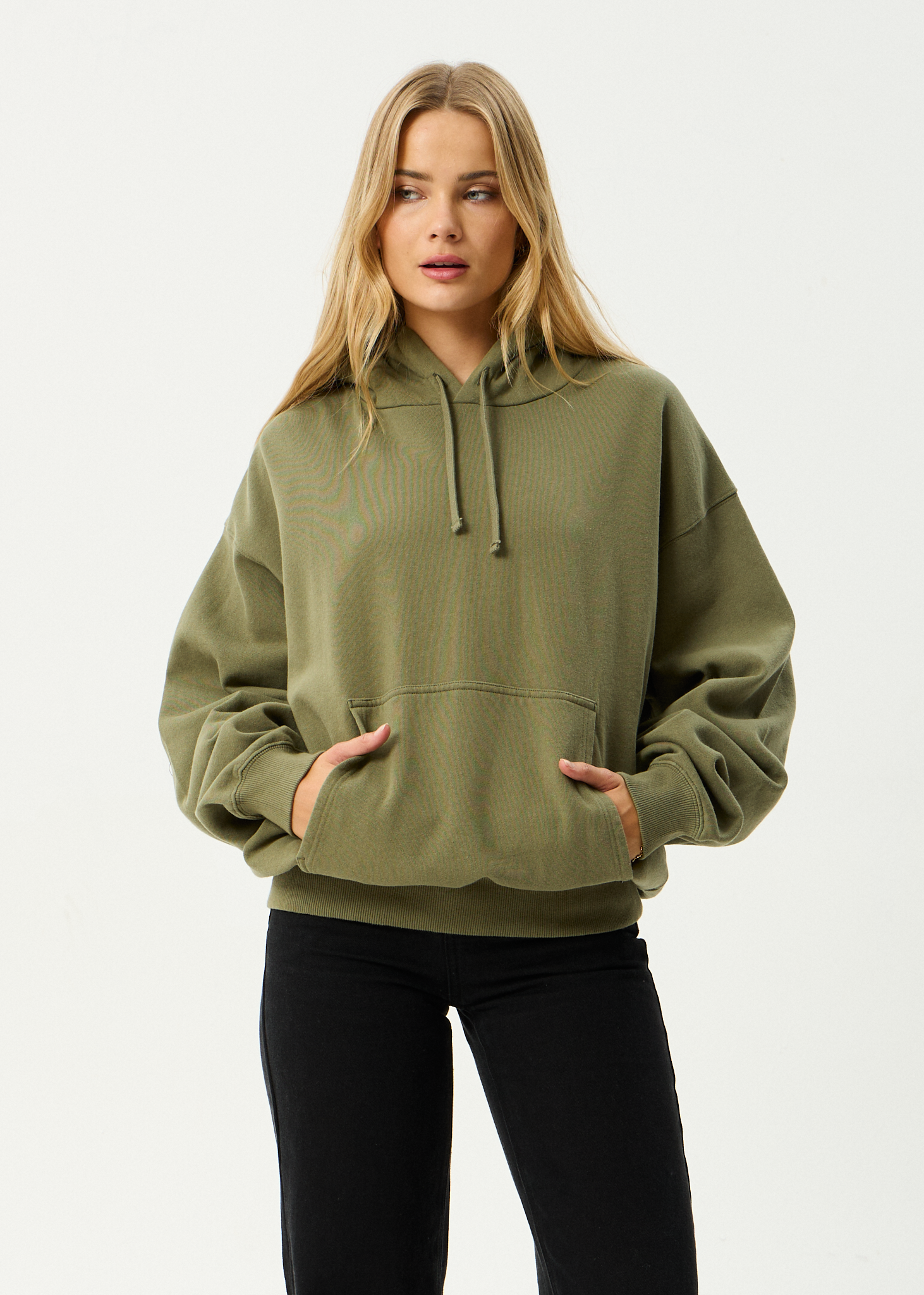 AFENDS Mens Genesis - Boxy Hoodie - Military
