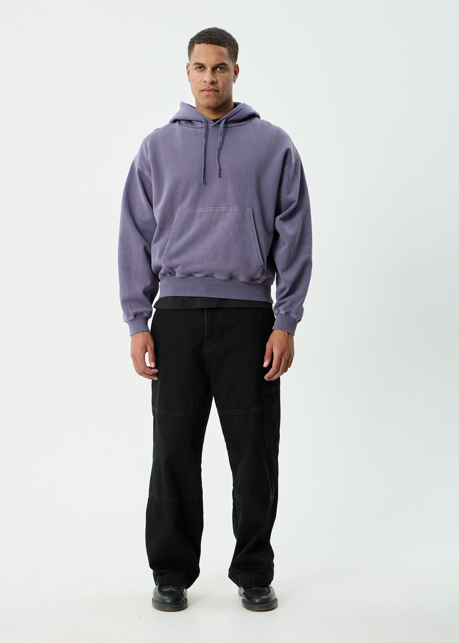 AFENDS Mens Genesis - Boxy Pull On Hood - Vintage Aubergine