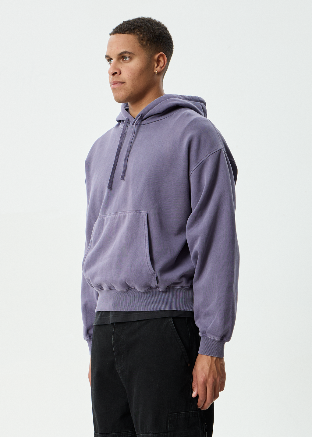 AFENDS Mens Genesis - Boxy Pull On Hood - Vintage Aubergine