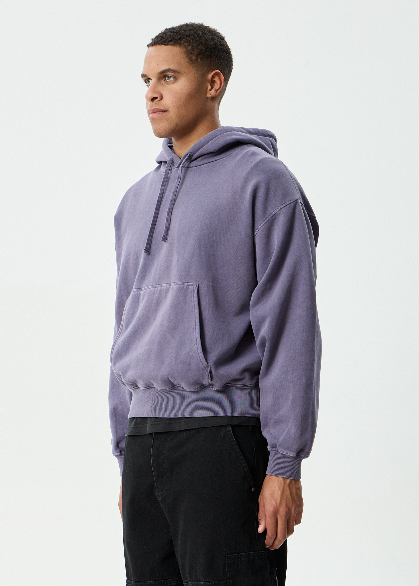 AFENDS Mens Genesis - Boxy Pull On Hood - Vintage Aubergine