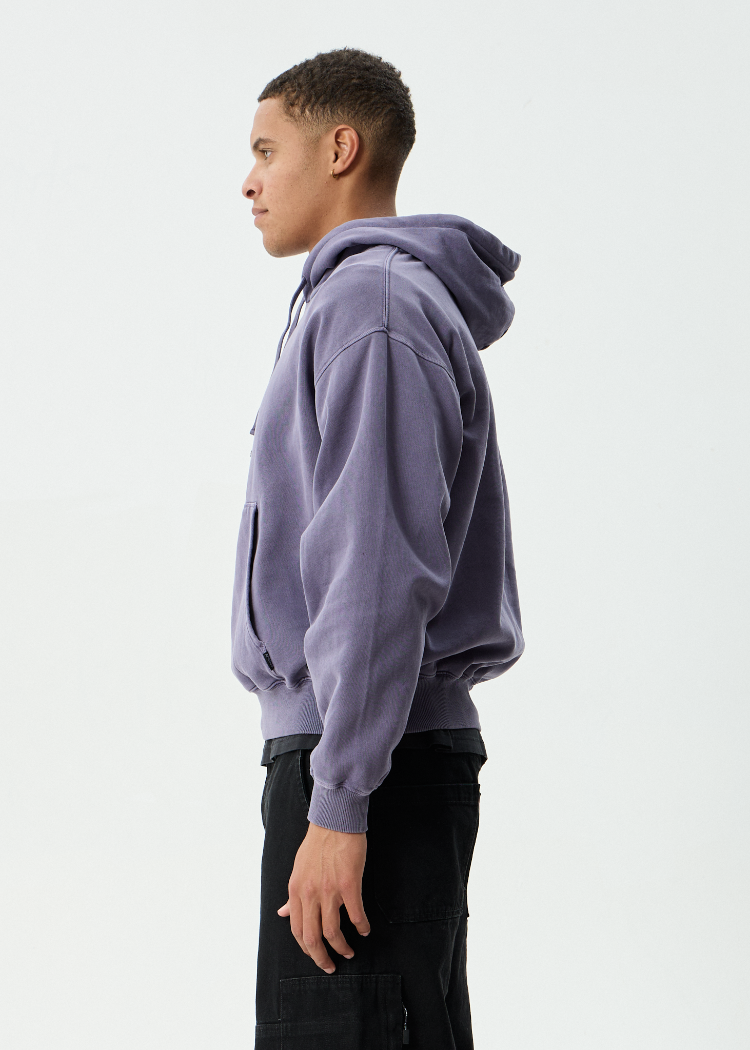 AFENDS Mens Genesis - Boxy Pull On Hood - Vintage Aubergine