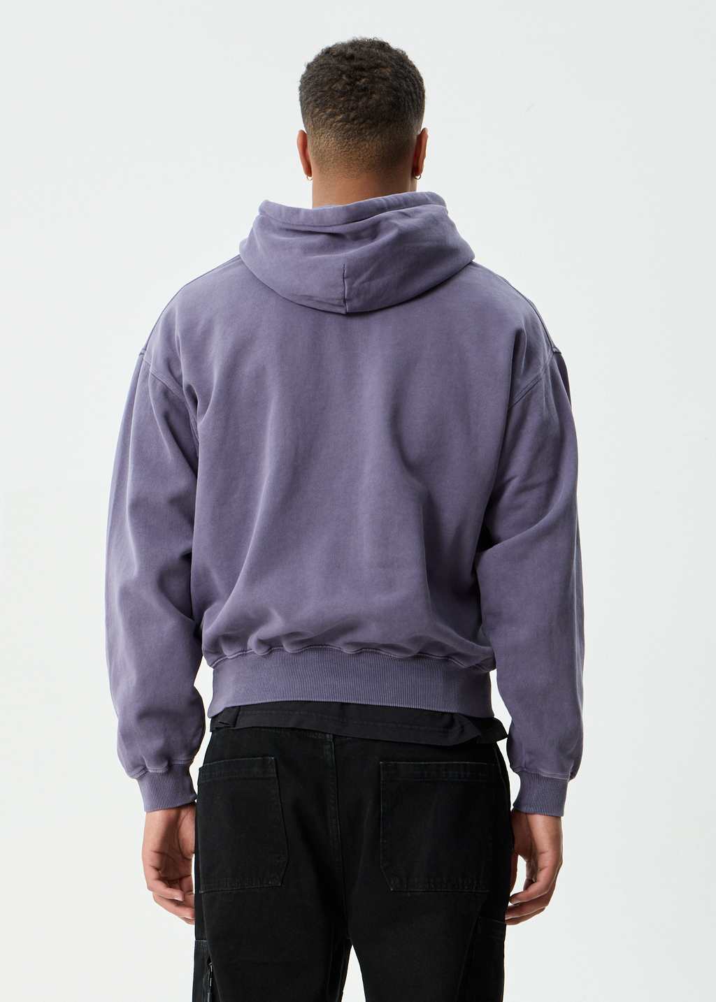 AFENDS Mens Genesis - Boxy Pull On Hood - Vintage Aubergine