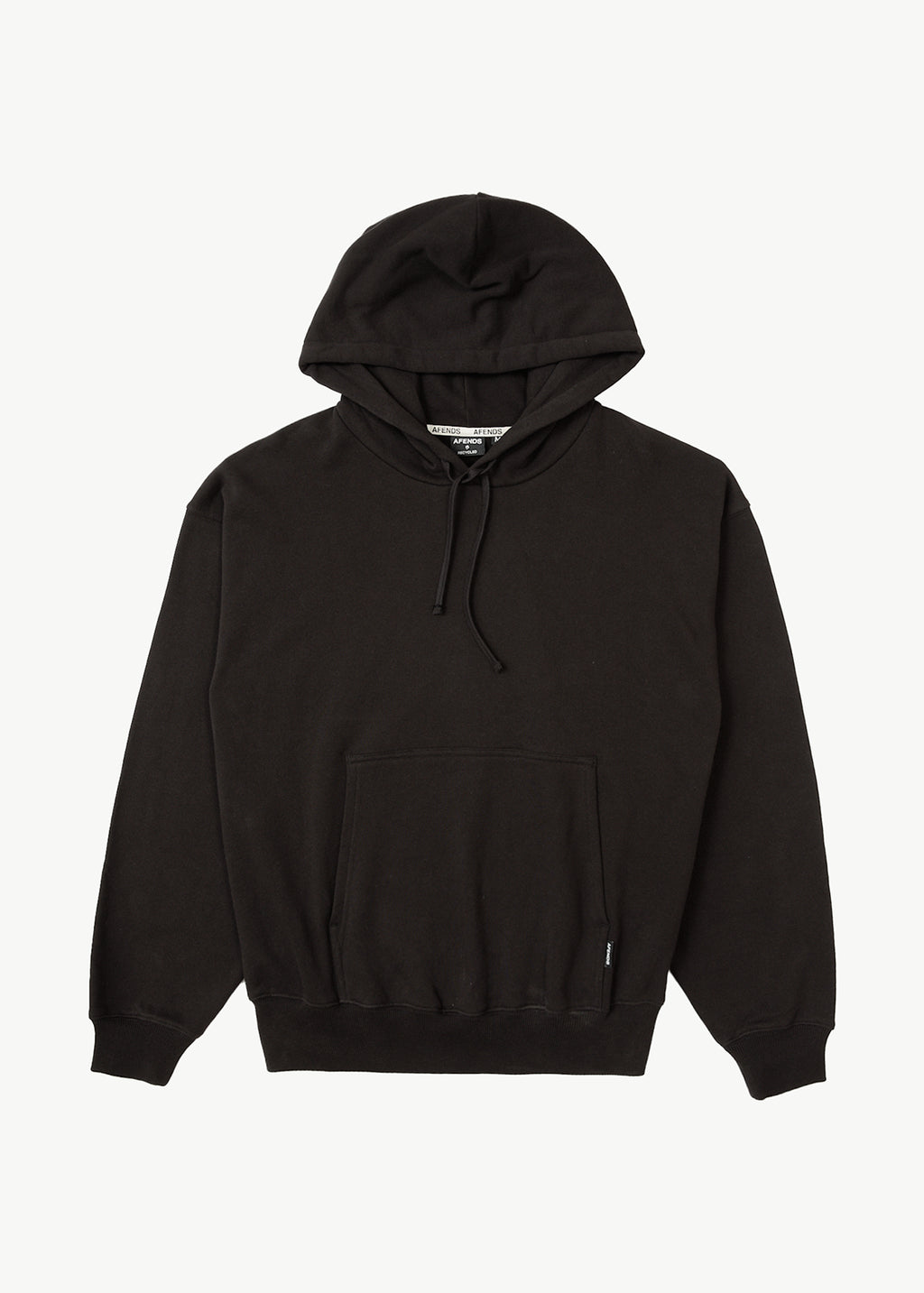 AFENDS Mens Genesis - Boxy Pull On Hood - Stone Black