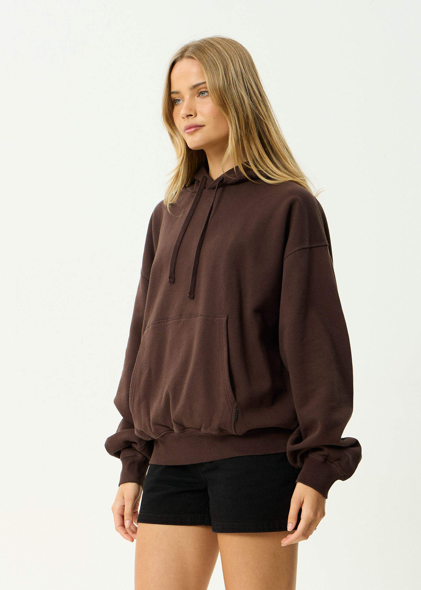 AFENDS Mens Genesis - Recycled Boxy Pull On Hood - Washed Coffee