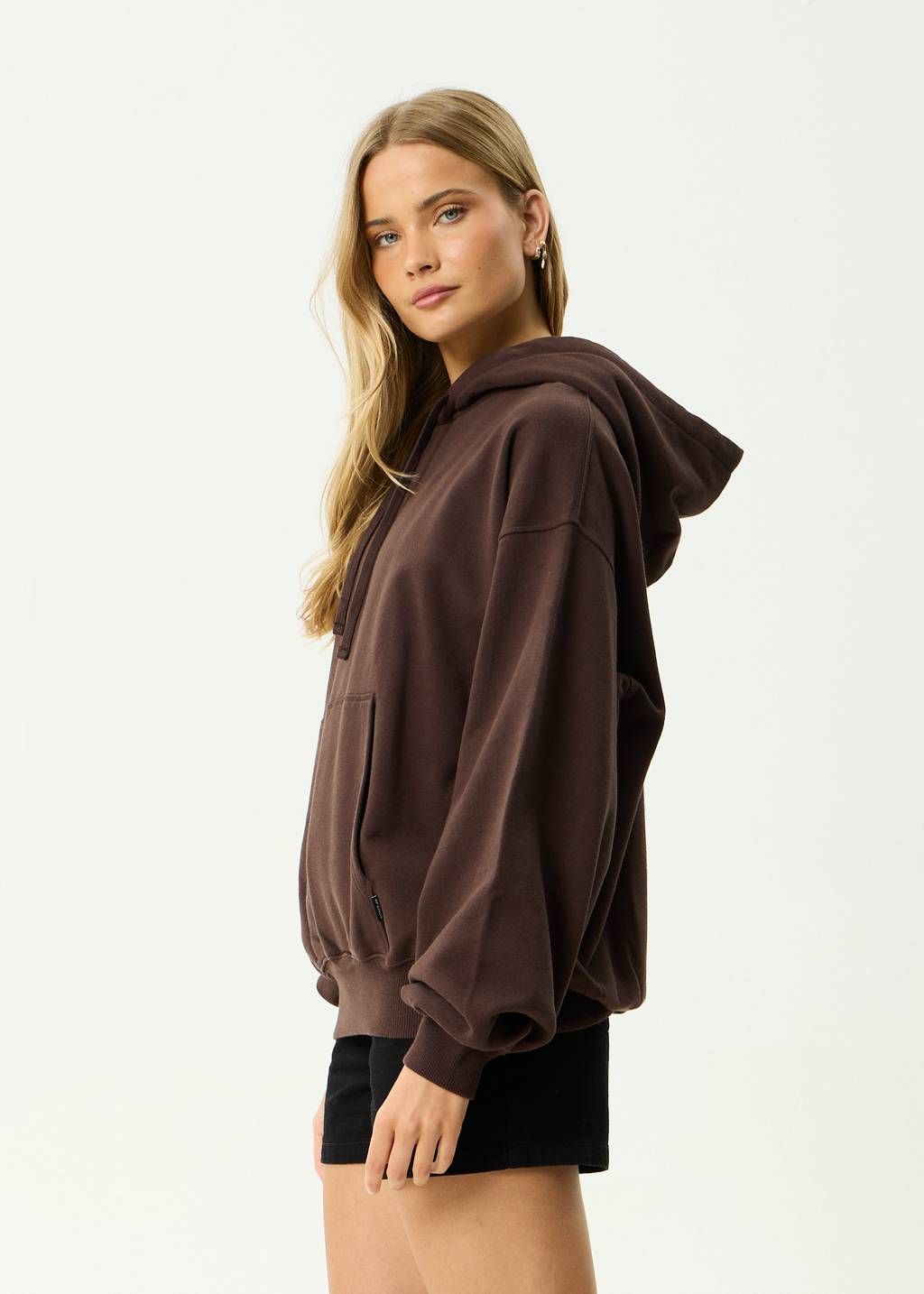 AFENDS Mens Genesis - Recycled Boxy Pull On Hood - Washed Coffee