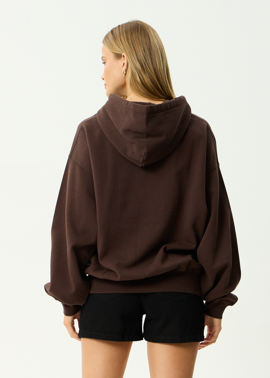 AFENDS Mens Genesis - Recycled Boxy Pull On Hood - Washed Coffee
