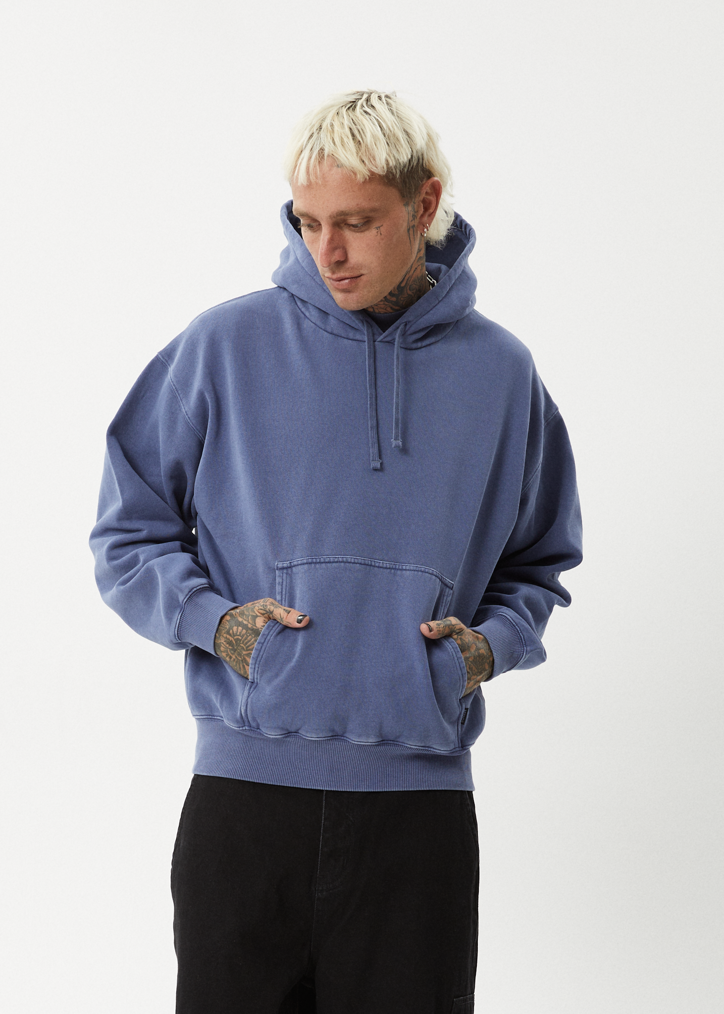 AFENDS Mens Genesis - Boxy Hoodie - Washed Marlin
