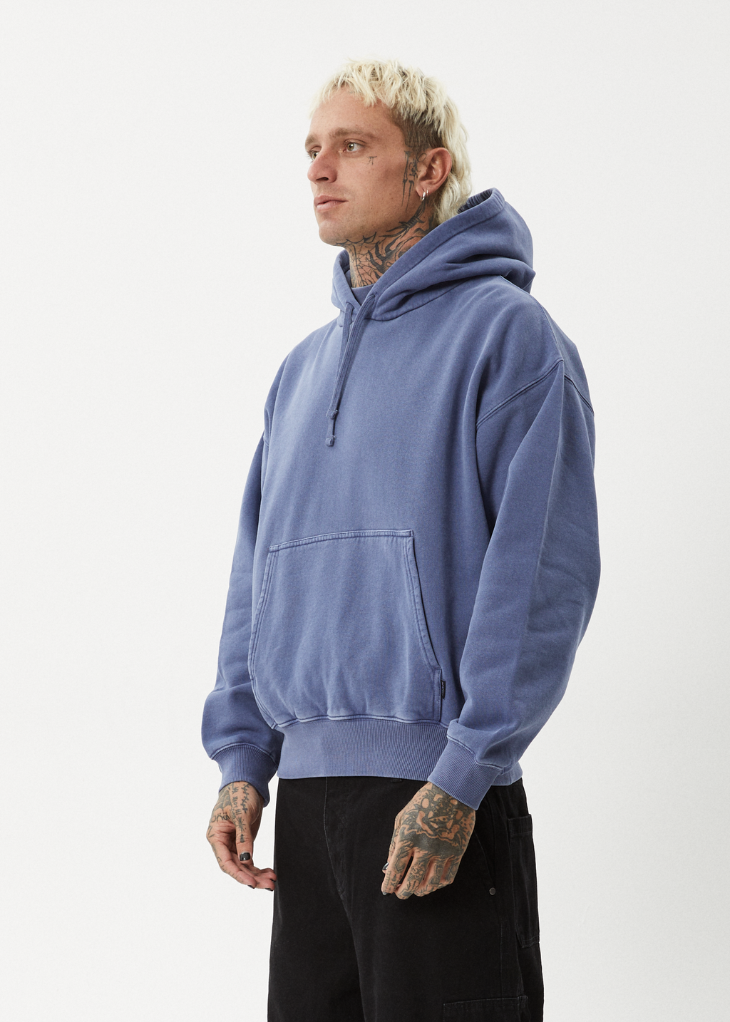 AFENDS Mens Genesis - Boxy Hoodie - Washed Marlin