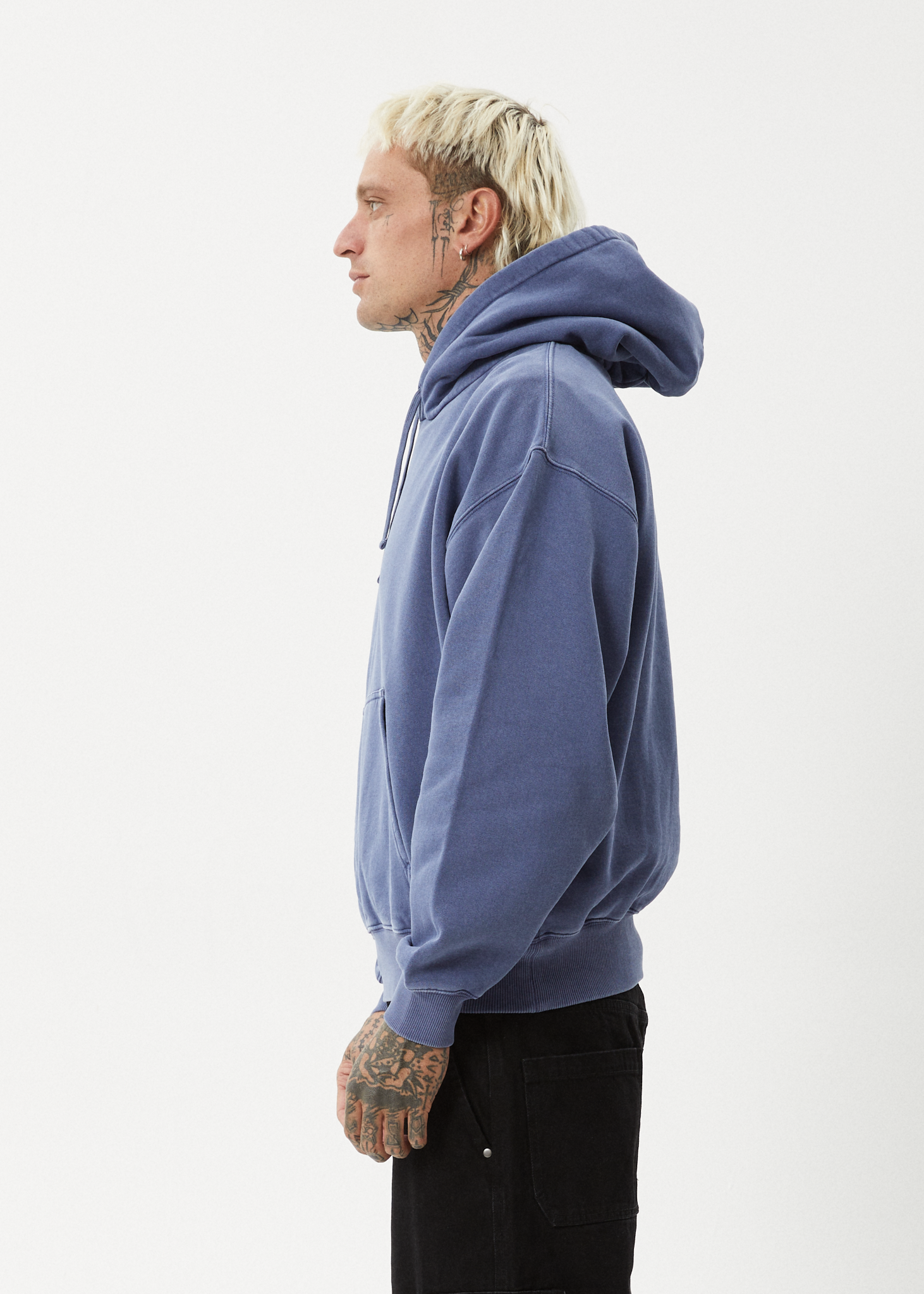 AFENDS Mens Genesis - Boxy Hoodie - Washed Marlin