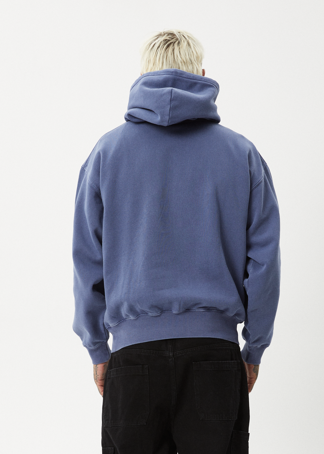 AFENDS Mens Genesis - Boxy Pull On Hood - Washed Marlin 