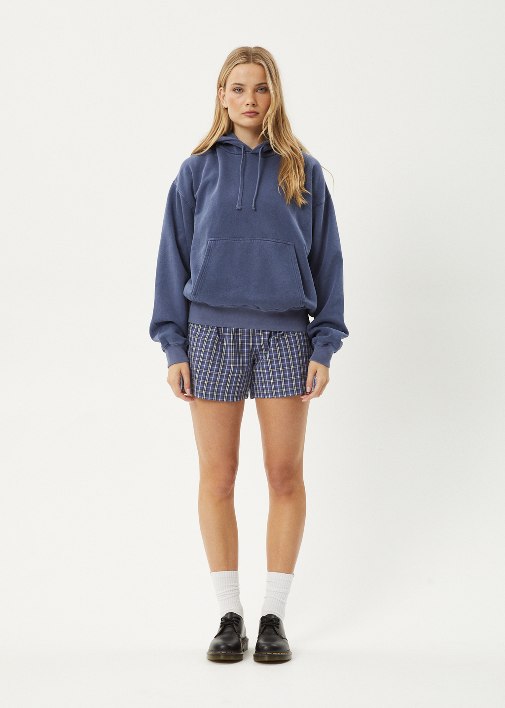 AFENDS Mens Genesis - Boxy Hoodie - Washed Marlin