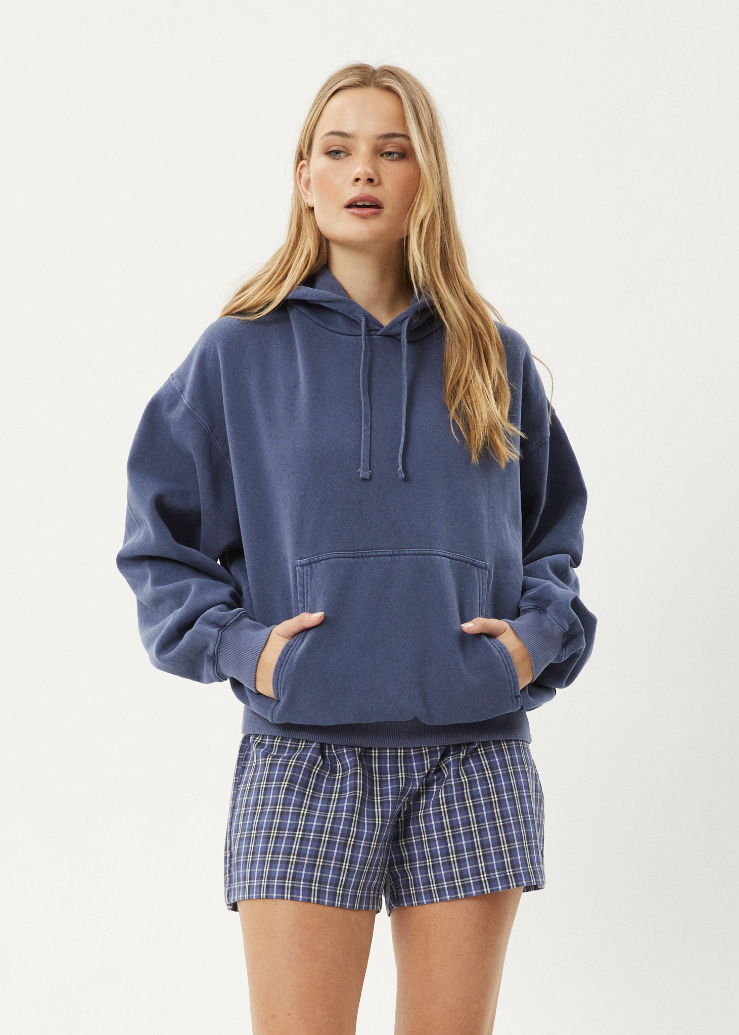 AFENDS Mens Genesis - Boxy Hoodie - Washed Marlin