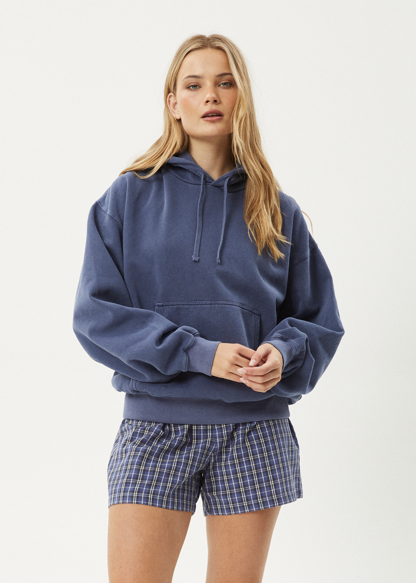 AFENDS Mens Genesis - Boxy Hoodie - Washed Marlin