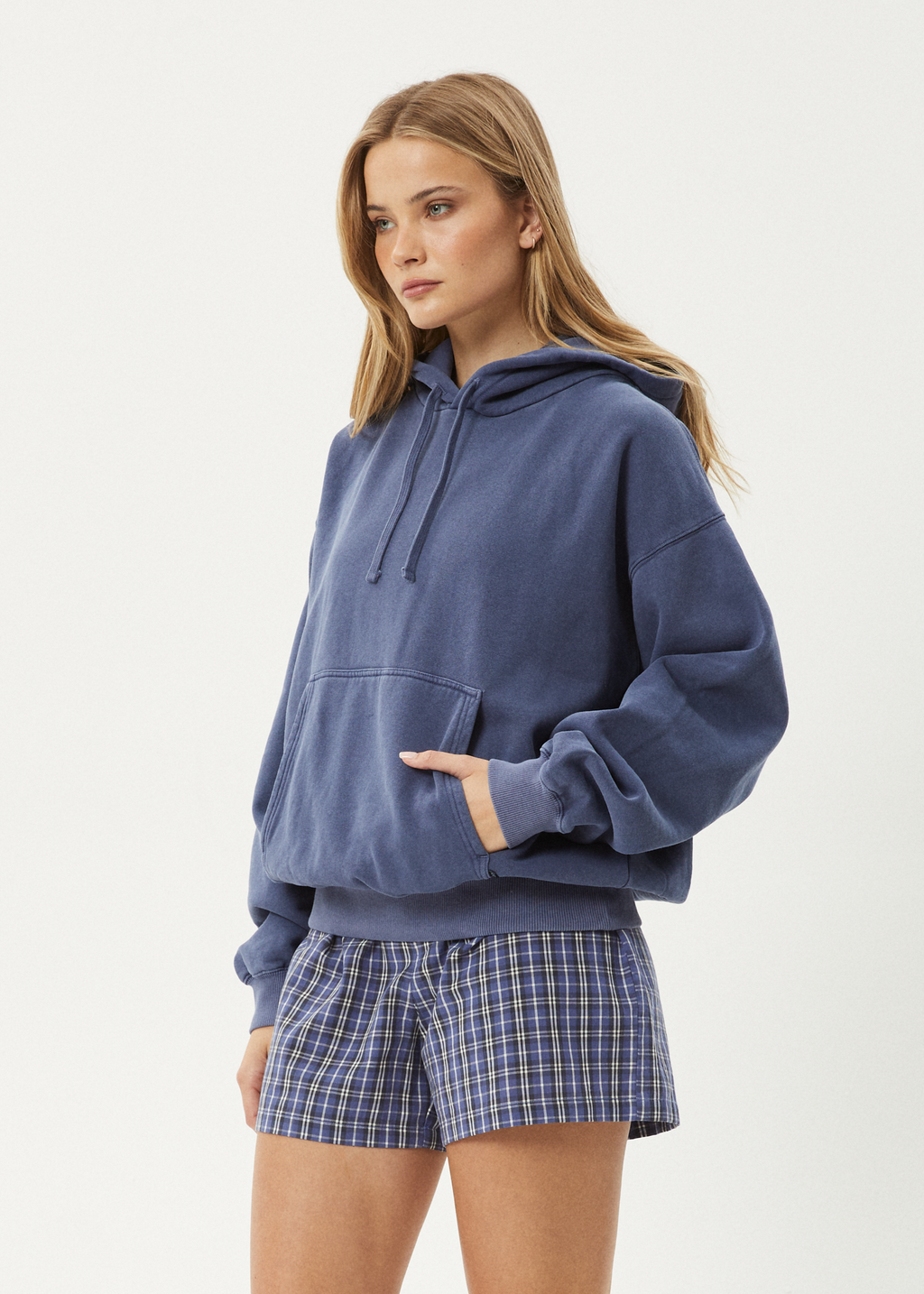 AFENDS Mens Genesis - Boxy Hoodie - Washed Marlin