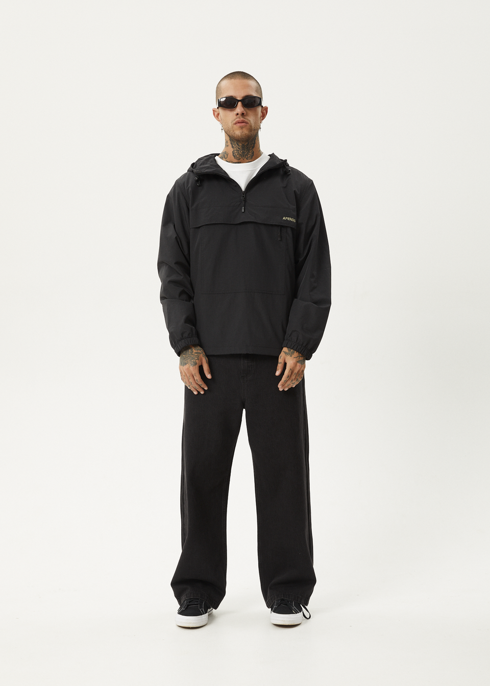 AFENDS Mens Spinal - Track Zip Up Jacket - Black