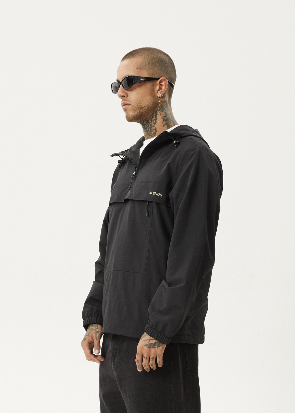 AFENDS Mens System - Water Resistant Spray Anorak Jacket - Black 