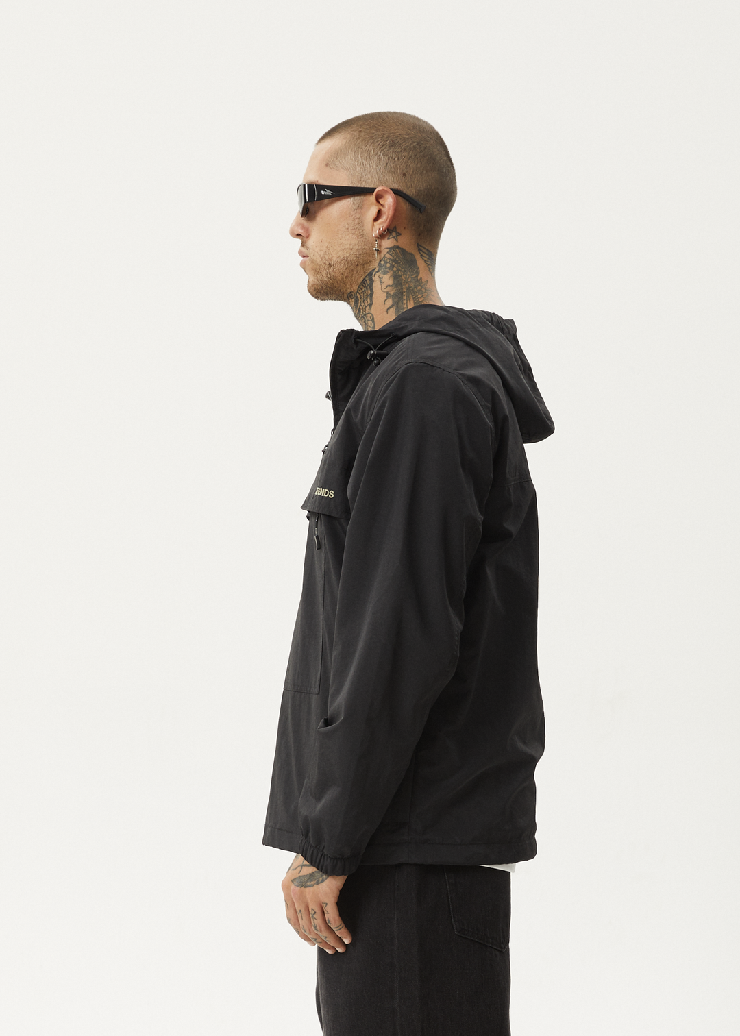 AFENDS Mens System - Water Resistant Spray Anorak Jacket - Black 