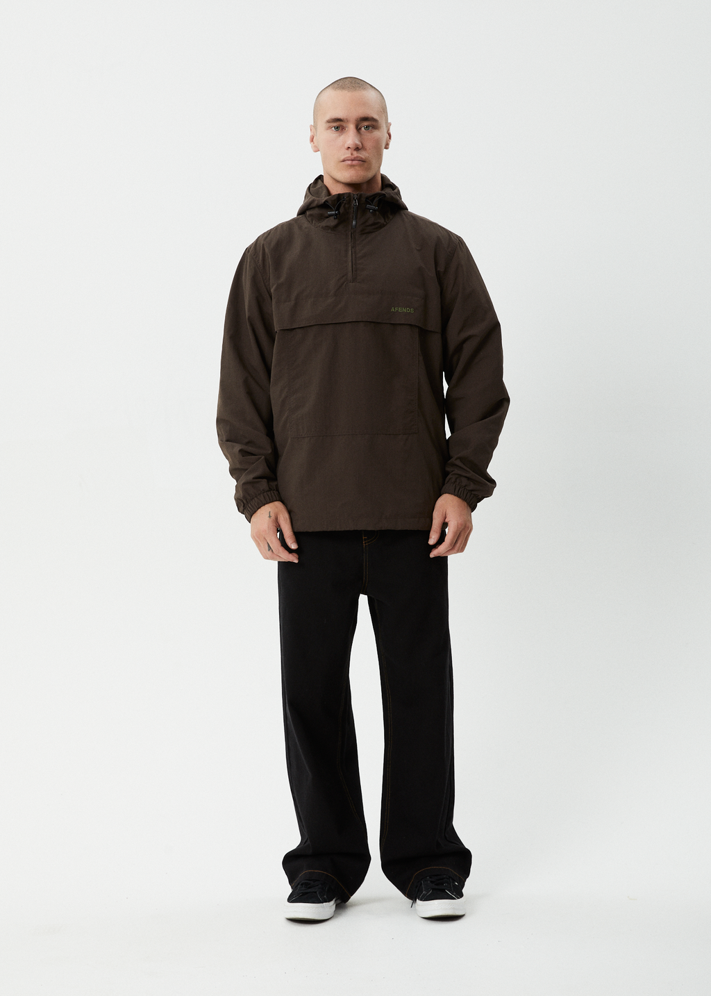 AFENDS Mens System - Water Resistant Spray Anorak Jacket - Coffee