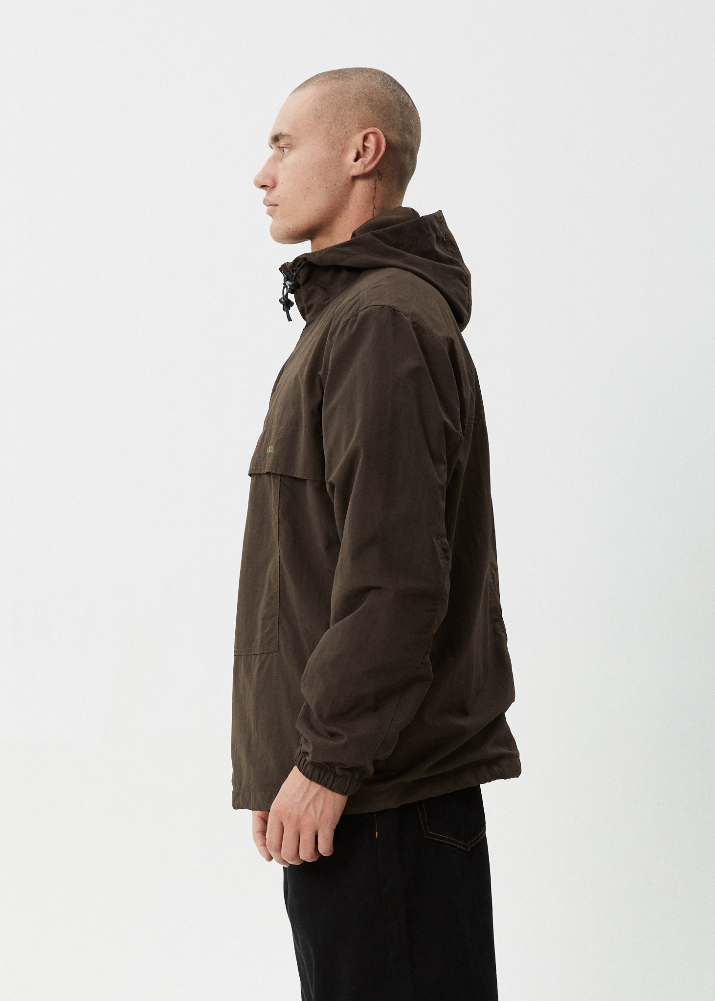 AFENDS Mens System - Water Resistant Spray Anorak Jacket - Coffee
