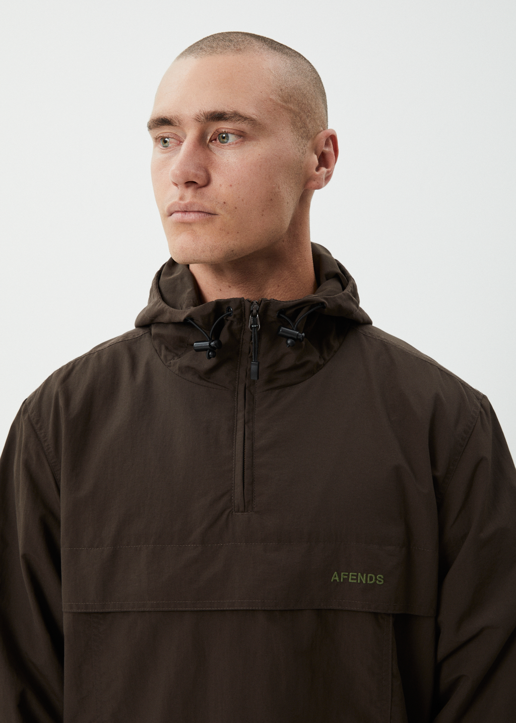AFENDS Mens System - Water Resistant Spray Anorak Jacket - Coffee
