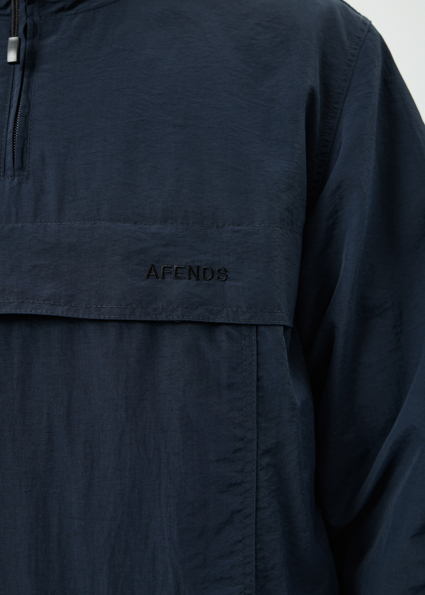 AFENDS Mens System - Recycled Water Resistant Spray Anorak Jacket - Deep Sea