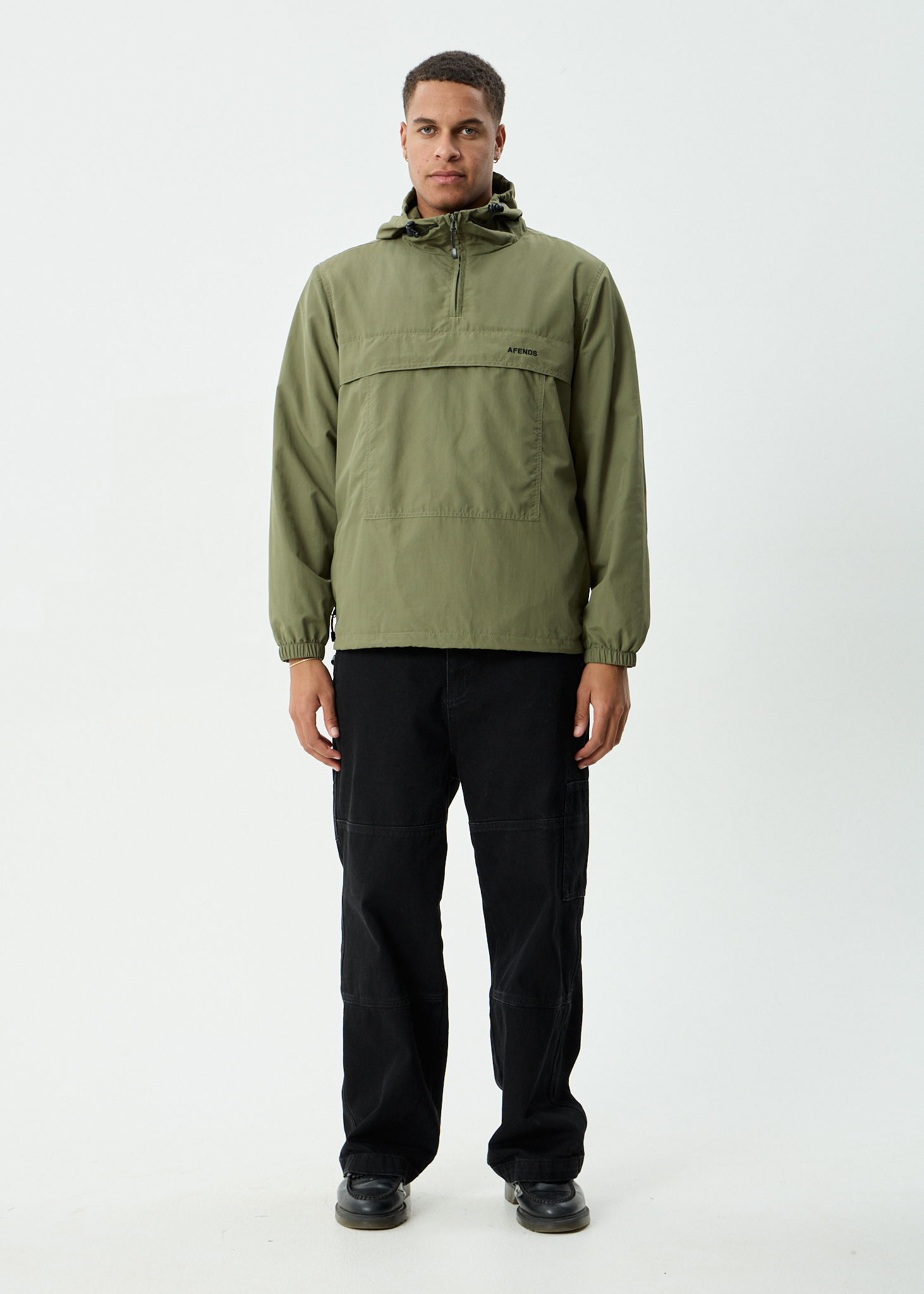 AFENDS Mens System - Water Resistant Spray Anorak Jacket - Military